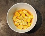 A picture of step 4 of Risoni Risotto with Saffron Tofu and Romano Bean Cream.