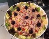 Une image de l'étape 18 de Salade de riz aux légumes,olives et pancetta grillée.