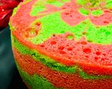 Foto langkah ke 7 dari resep 342. Bolu Zebra Merah Hijau| Sponge Cake Rice Cooker.