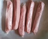 A picture of step 1 of Sumptuos Fried Beef Sausages using very little oil.