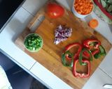 A picture of step 1 of Bell pepper fried eggs.