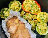 Hình bước làm 3 của món Gà sốt bắp + rau, củ, quả nướng keto