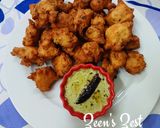 A picture of step 4 of Mysore Bajji with Spring Onion Greens.