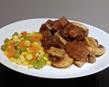 Foto langkah ke 4 dari resep 706. Teriyaki Saikoro Beef dengan Champignon.