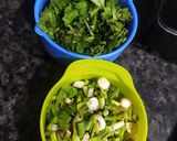 A picture of step 1 of Spinach Methi leaves bhajiya.
