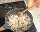 A picture of step 4 of Kimchi Fried Rice.