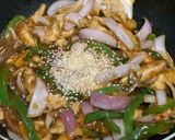 A picture of step 7 of Mongolian Chicken with vegetable rice.
