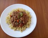 A picture of step 7 of Wet fried minced meat with Indomie.