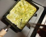 A picture of step 3 of Tamagoyaki (Japanese omelette).