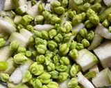 A picture of step 2 of Lauki and green chana Bhaji.