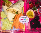 A picture of step 1 of Sweet chilli chicken wrap and heart shaped cucumbers#mylunchboxideas.