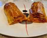 A picture of step 5 of Puff Pastry Roll Filled with Marinated Pork Loin and Cheese.