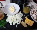 A picture of step 1 of Mushroom Stlilton & Wine Soup. 😘.