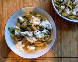 A picture of step 9 of Pasta with broad beans and ricotta.