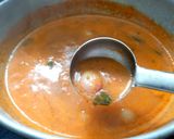 A picture of step 15 of Idly with sambar (without dal) for breakfast.