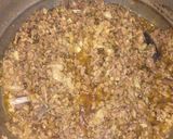 A picture of step 2 of Qeema with shimla mirch.