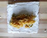A picture of step 5 of Maggi sprout puff with salsa dip.