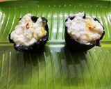 A picture of step 3 of Kesar srikhand in cholocolate pot cups.