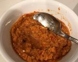 A picture of step 1 of Orek Tempe.