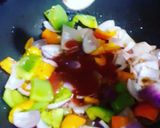 A picture of step 4 of Chilli Chicken with Fried rice.