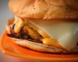 A picture of step 3 of Cheezy grill burgers with homemade orange sauce (tikka sauce).