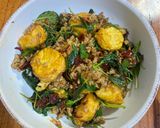 A picture of step 4 of Stir-Fried Tofu and Ground Pork with Basil (Pad Krapow Tofu Moo Sap).
