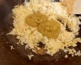 A picture of step 3 of My Egg fried Rice with the malaysian curry sauce.