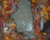 A picture of step 3 of Fried rice with peppered chicken.