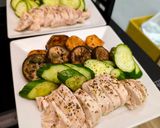 A picture of step 4 of Air Fryer Low-Fat Meal: Chicken Breast with Roasted Vegetables.