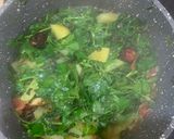 A picture of step 4 of Methi Aloo sabzi (Fenugreek leaves and potato vegetable).