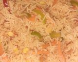 A picture of step 3 of Spanish Rice 😊.