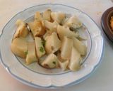 A picture of step 3 of Spinach potato koottu with rice.