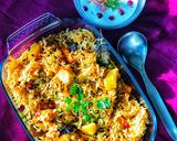 A picture of step 3 of Veg Pulao.