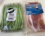 Hình bước làm 1 của món Ba chỉ xông khói cuộn đỗ cô ve