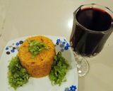 A picture of step 2 of Rice/beans with salad.