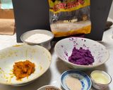 Foto langkah ke 1 dari resep Roti Kukus Pontianak Ubi Ungu Labu Kuning.