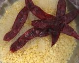 A picture of step 1 of Pesara pappu pachadi/raw moong dal chutney.