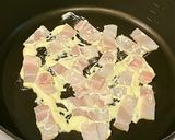 A picture of step 2 of Scrambled eggs with bacon and spinach.