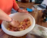 A picture of step 3 of Pioneer woman meatloaf.