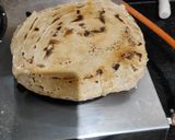A picture of step 6 of Sorgam bhakri (flat bread) with ridge gourd and potato sabji.