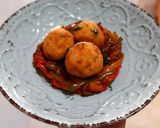 Foto del paso 7 de la receta: Albóndigas de bacalao con sofrito de pimientos