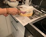 A picture of step 11 of Eggless chocolate cake with Fondant.