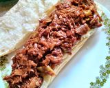 A picture of step 4 of Vegan BBQ Shredded "Jackfruit Meat" Sub Sandwiches.