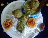 A picture of step 12 of Stuffed peanut chickpeas koftas in Spinach Curry.