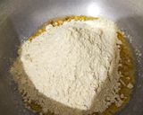 A picture of step 2 of Almond layer besan barfi.