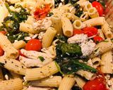 A picture of step 11 of Feta, Spinach, Cherry Tomatoes 🍅 and Shredded Chicken Pasta Bake.