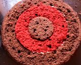 A picture of step 15 of Chocolate and red velvet checker board cake.