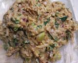 A picture of step 2 of Shahi lauki ke kofte with plain rice.