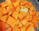 A picture of step 1 of Paccheri with Pumpkin Cream and Shrimp.
