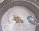 A picture of step 1 of Instant No Cook Coconut Kesar Elaichi Pedha.